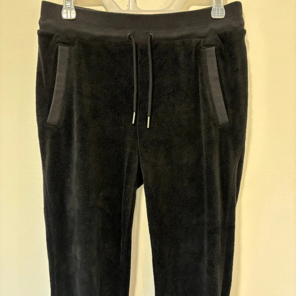 Athleta Double Cozy Karma Black Velour Fleece Plush Sweat pant Jogger Athleisure - Picture 7 of 15
